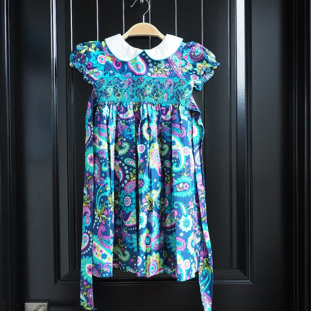 Marmellata Smocked Embroidered Paisley Dress- Girls 5